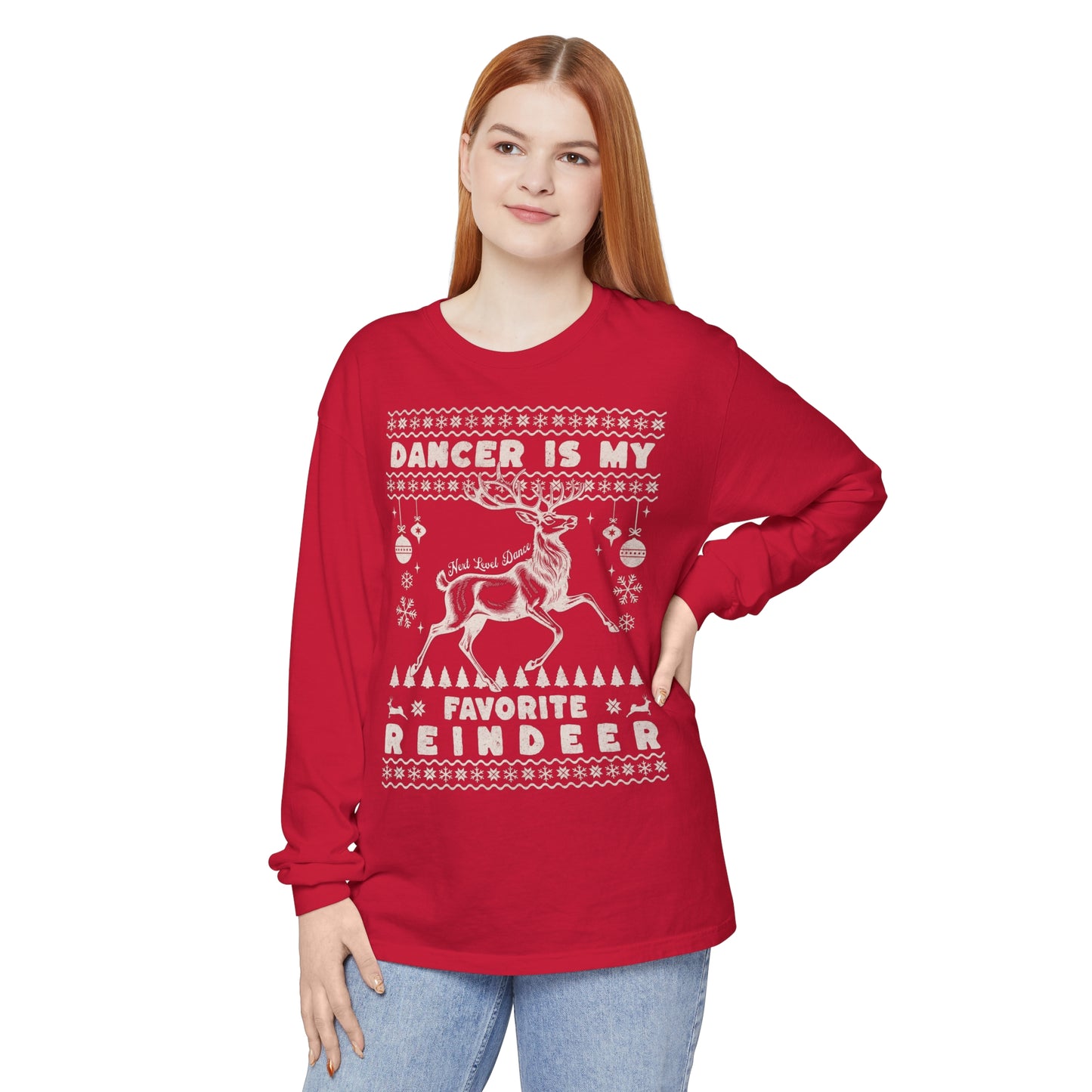 Adult "Dancer the Reindeer" Long Sleeve Tee